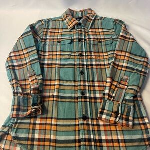 GAP Kids  Teal and Orange Plaid Shirt